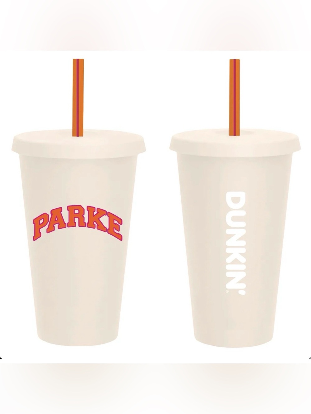 Parke x Dunkin' Reusable Cold Cup Tumbler "Latte" Pink Orange July 2026 NWT 16oz